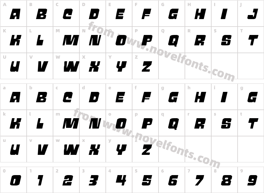 Movie Monster Wide ItalicCharacter Map