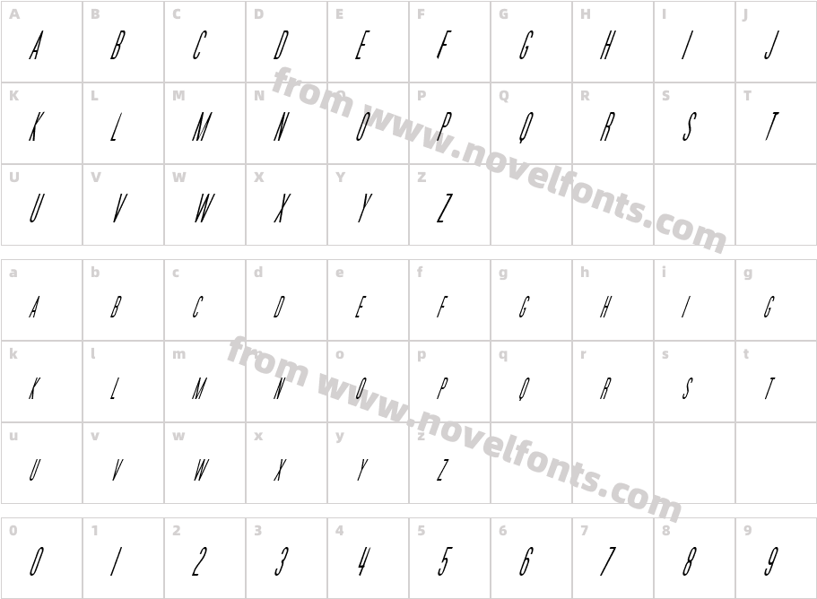 Movie Poster Condensed ItalicCharacter Map