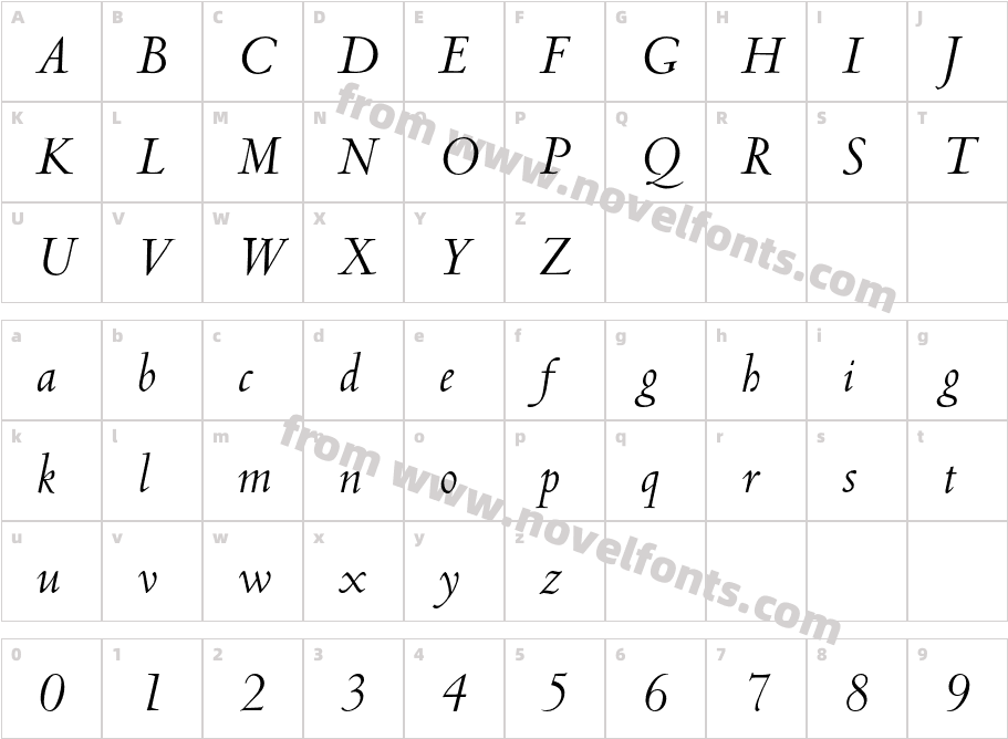 MtCentaur-ItalicCharacter Map