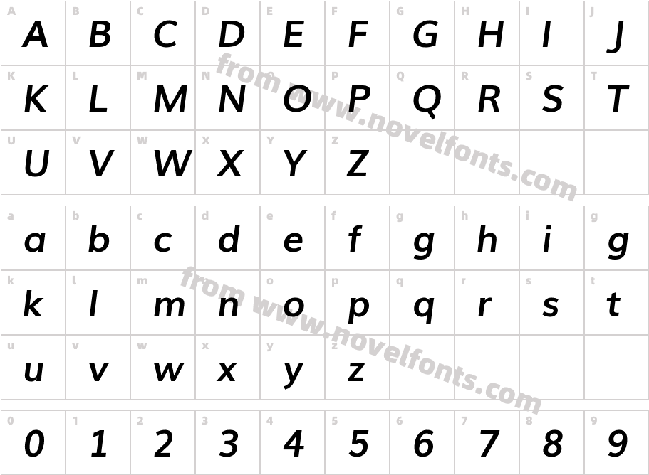 Muli Bold ItalicCharacter Map