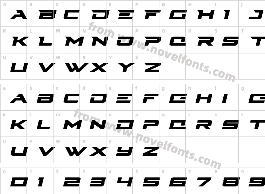 Cyberdyne Expanded ItalicCharacter Map