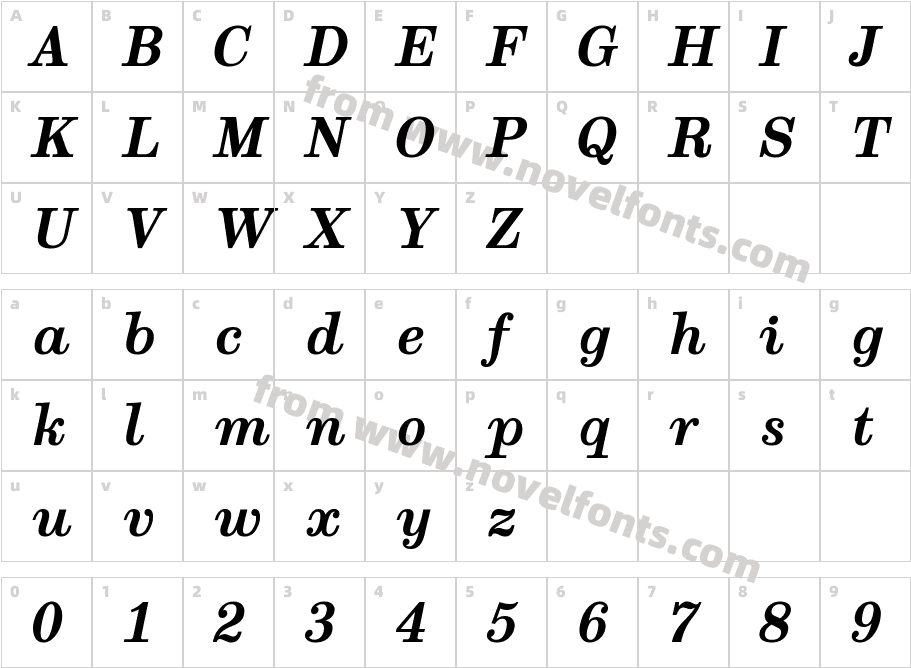 Munson Bold ItalicCharacter Map