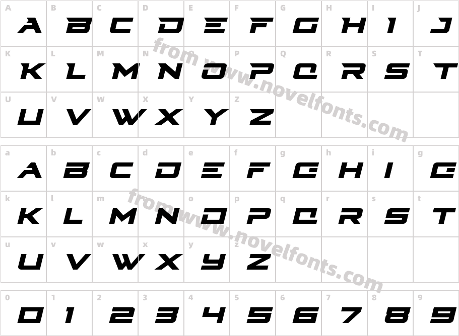 Cyberdyne ItalicCharacter Map