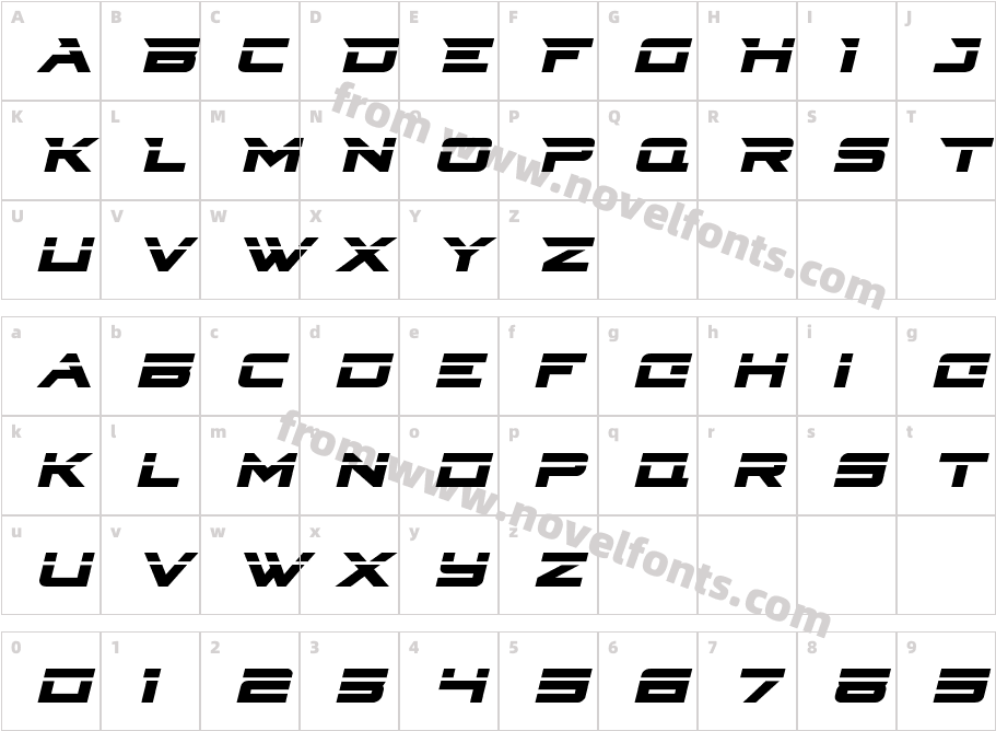 Cyberdyne Laser ItalicCharacter Map