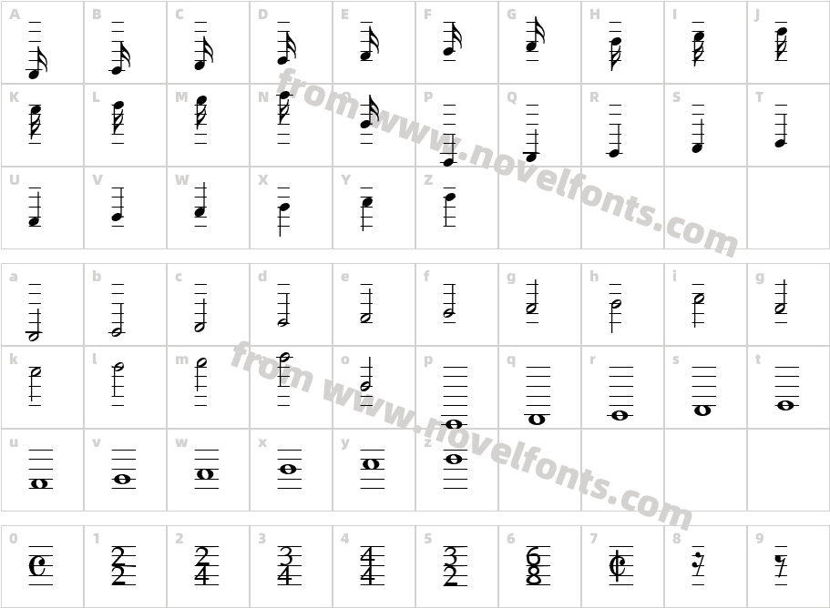 MusiQwik BoldCharacter Map