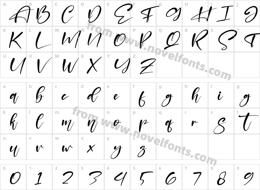 Mustard ItalicCharacter Map