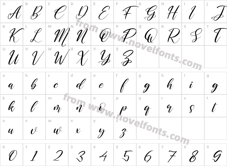 Muttiara Pagi ItalicCharacter Map