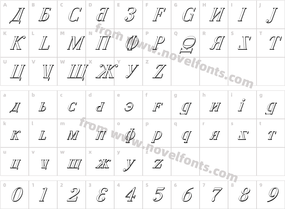 Cyberia Shadow ItalicCharacter Map