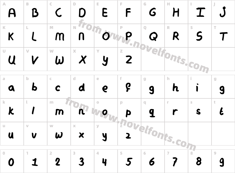 MyMessyHandwritingCharacter Map