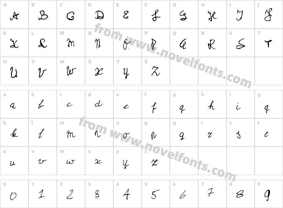 MySchoolHandwritingCharacter Map