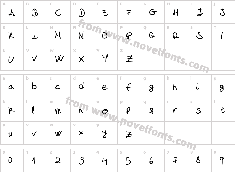 My_font_is_a_handwritingCharacter Map