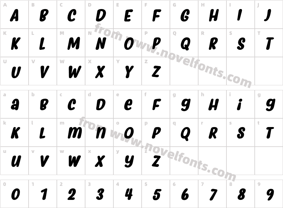 Myfrida Bold ItalicCharacter Map