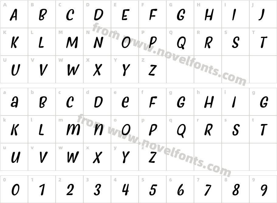 Myfrida ItalicCharacter Map