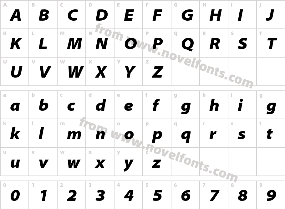 MyriadPro-BlackSemiExtItCharacter Map