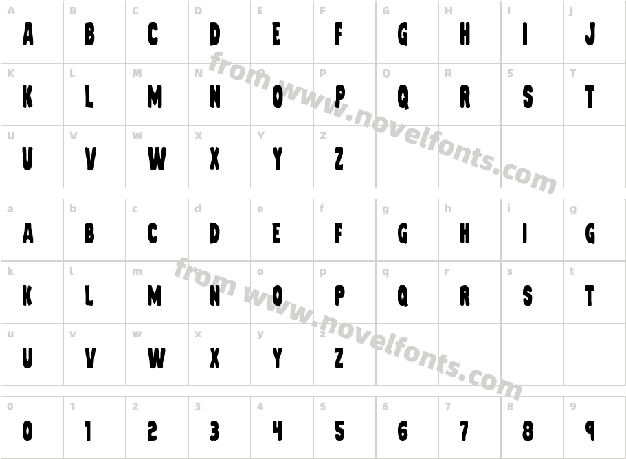 Mystery Mobile CondensedCharacter Map