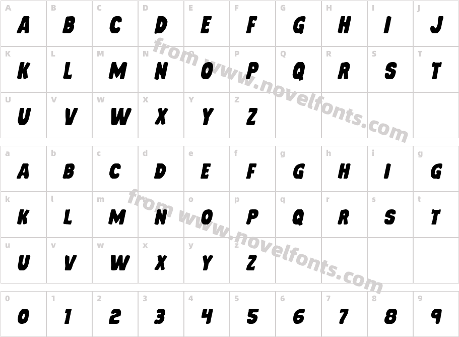 Mystery Mobile Expanded ItalicCharacter Map