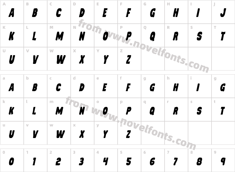 Mystery Mobile ItalicCharacter Map