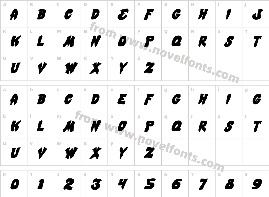 Mystic Singler ItalicCharacter Map