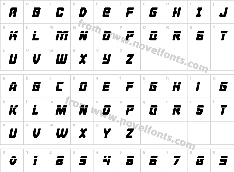 Cyborg Rooster Laser ItalicCharacter Map