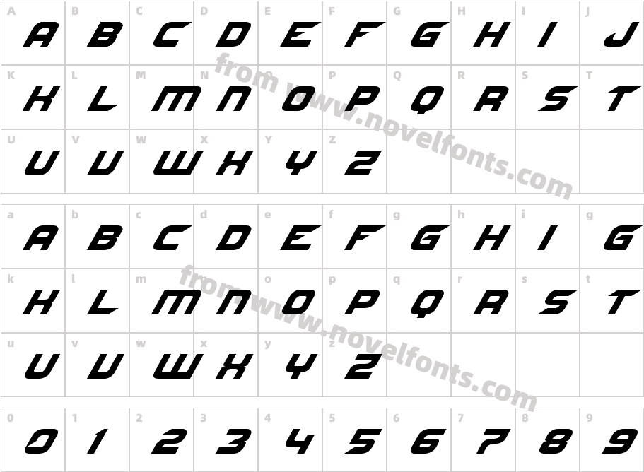 NFS fontCharacter Map