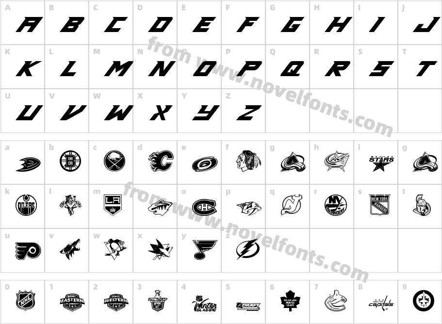 NHLCharacter Map