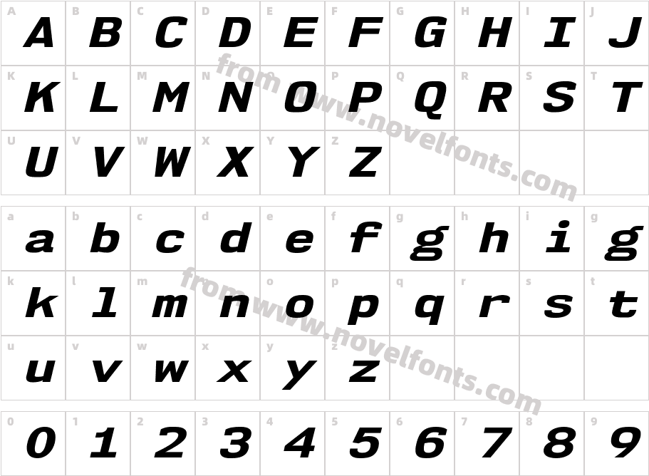 NK57MonospaceExEb-ItalicCharacter Map