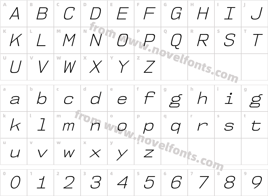 NK57MonospaceLt-ItalicCharacter Map