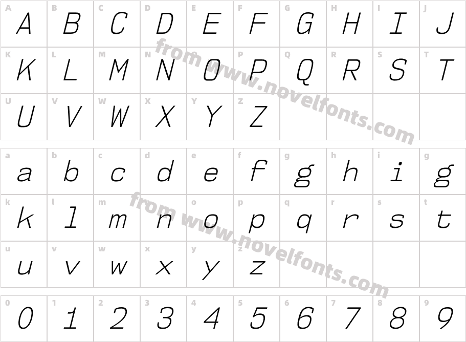 NK57MonospaceScLt-ItalicCharacter Map