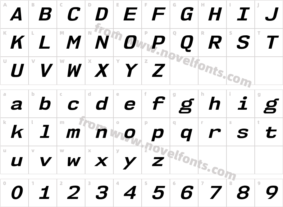 NK57MonospaceSeRg-BoldItalicCharacter Map