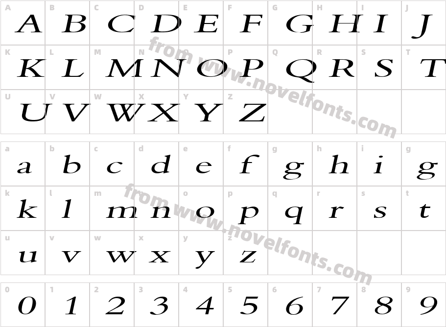 Nadine 2 Extended ItalicCharacter Map