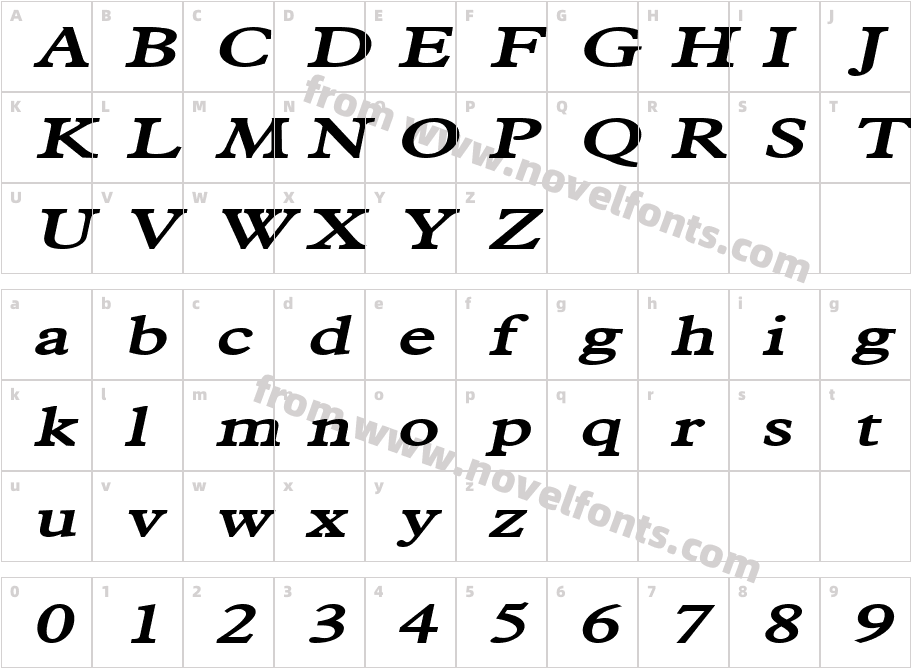 Nadine BoldItalicCharacter Map