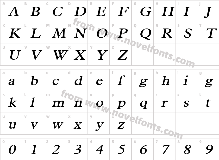 Nadine Wide ItalicCharacter Map