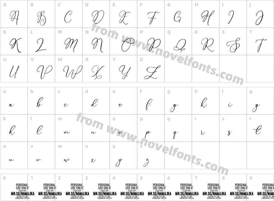 Namalika PERSONAL USE ONLY RegularCharacter Map