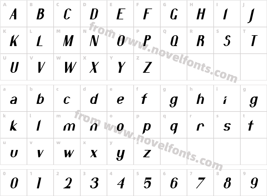 Nanaya Free Bold ItalicCharacter Map