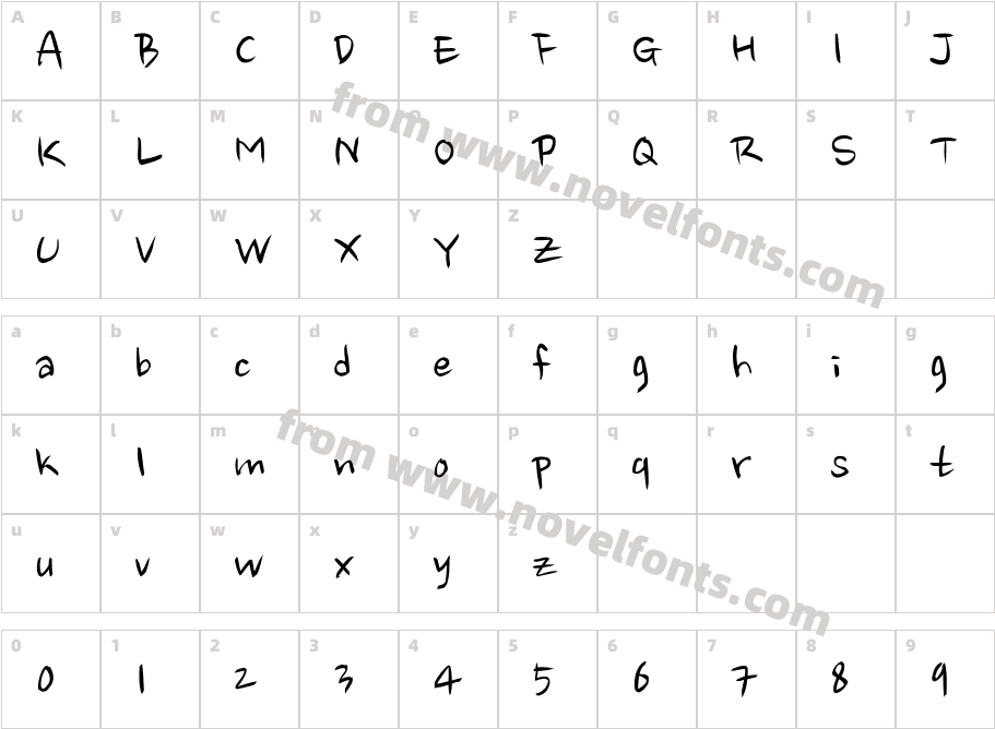 Nanum Brush ScriptCharacter Map