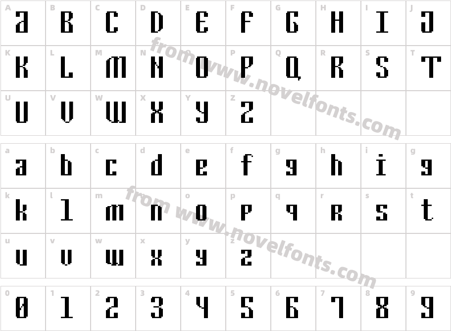 Cyrillic Pixel-7Character Map