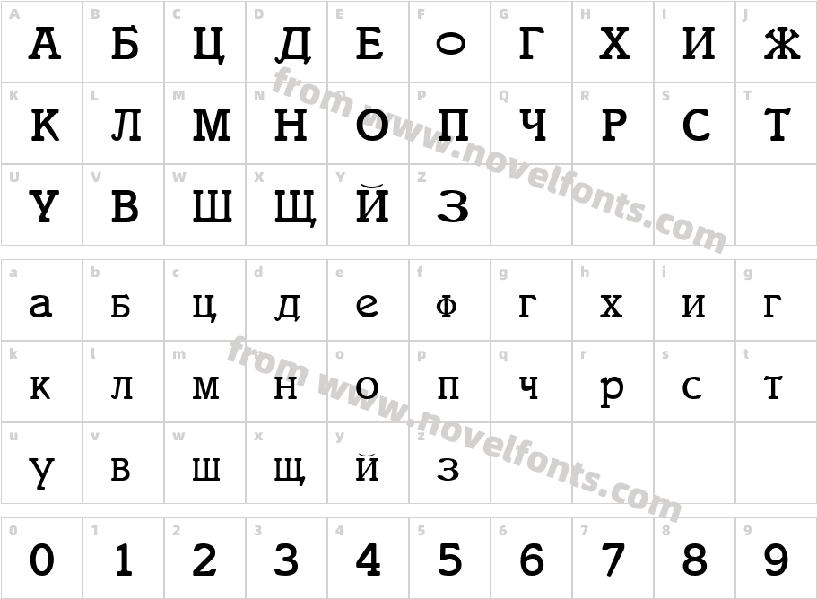 Cyrillic RegularCharacter Map