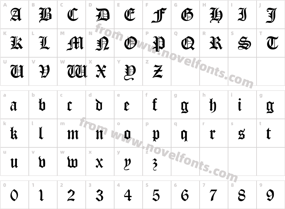 CyrillicGothCharacter Map