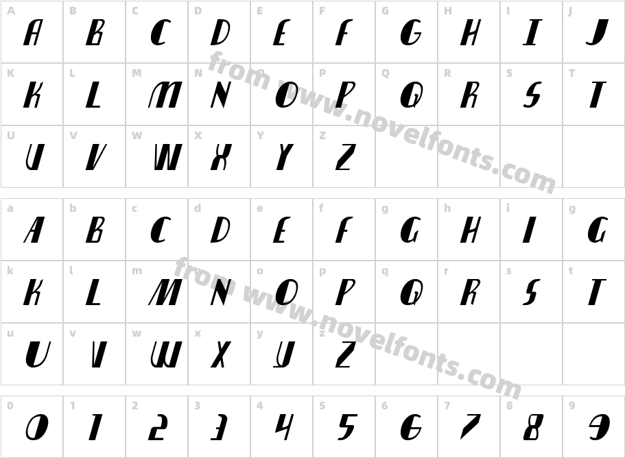 Nathan Brazil Condensed ItalicCharacter Map