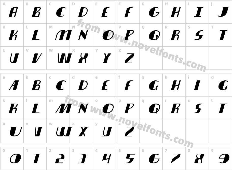 Nathan Brazil Expanded ItalicCharacter Map