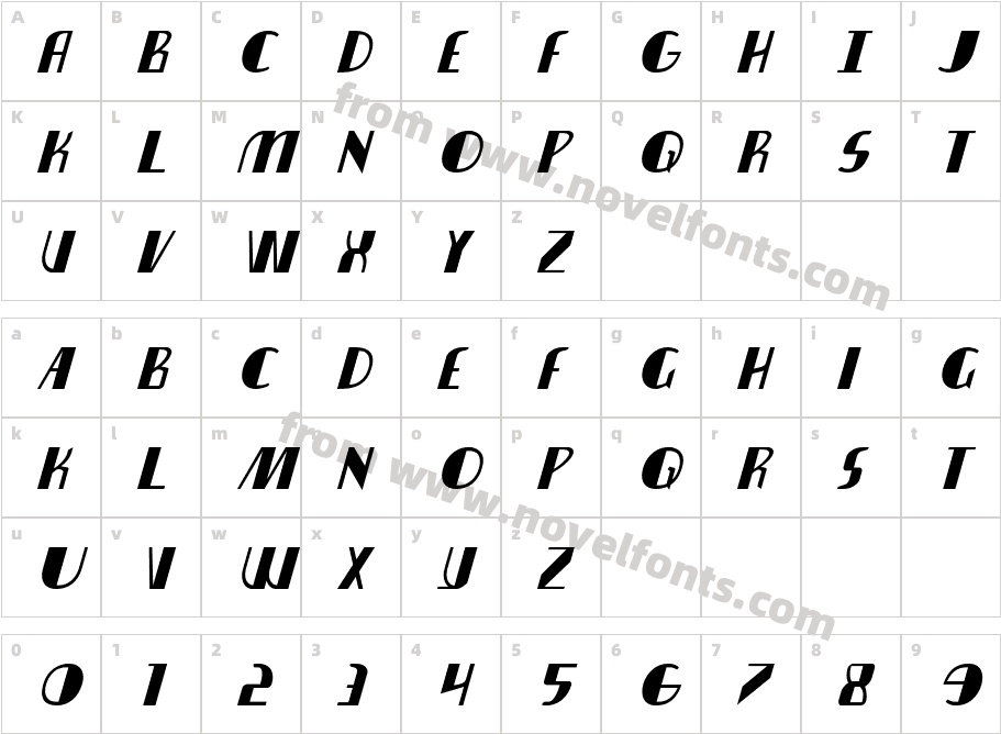 Nathan Brazil ItalicCharacter Map