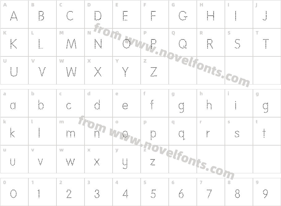 National First Font DottedCharacter Map