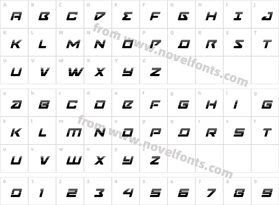 Navy Cadet Halftone ItalicCharacter Map