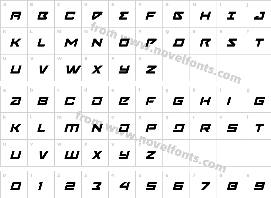 Navy Cadet ItalicCharacter Map