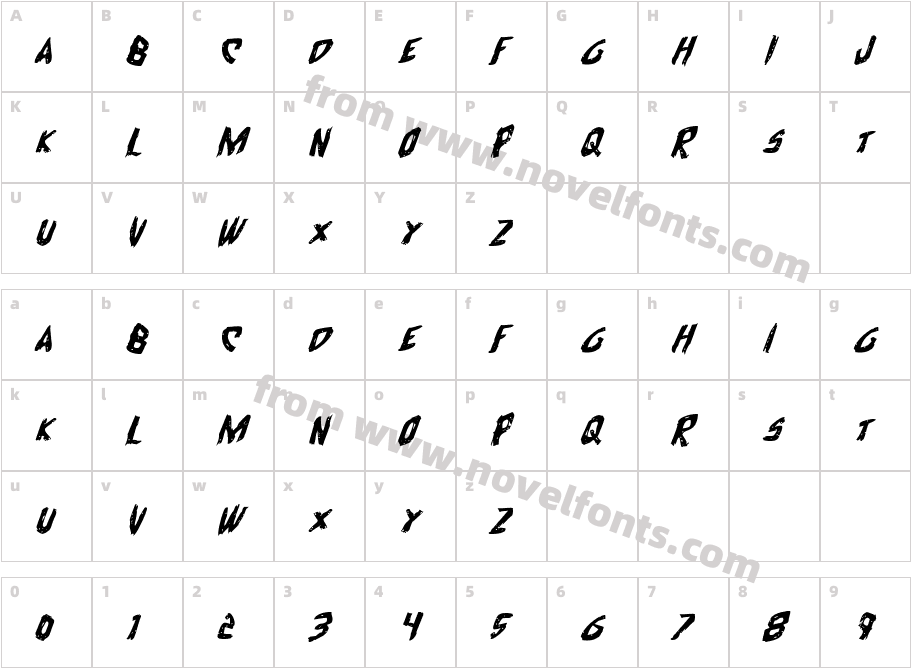 Cyrus the Virus Expanded ItalicCharacter Map