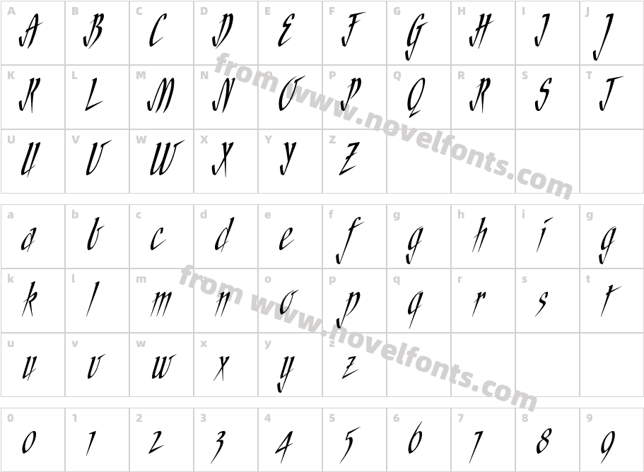 NeedlescriptITCStdCharacter Map