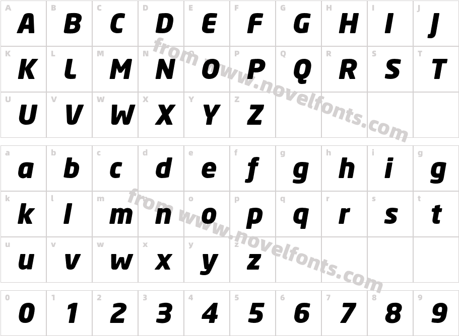 NeoSans Black ItalicCharacter Map