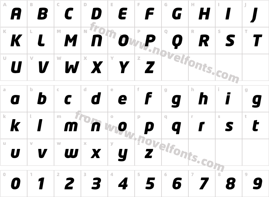 NeoTech Black ItalicCharacter Map