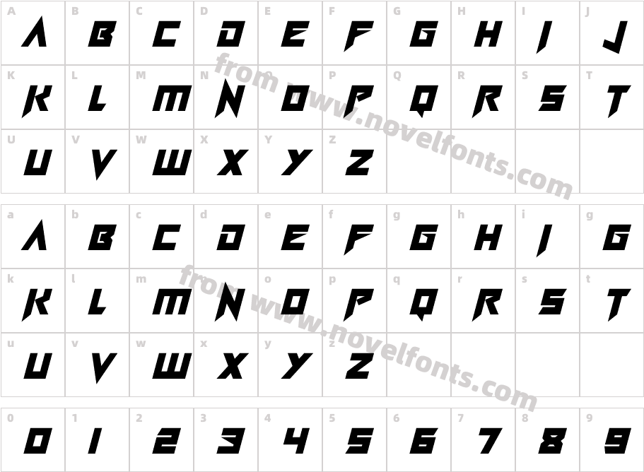 Neon Rave ItalicCharacter Map