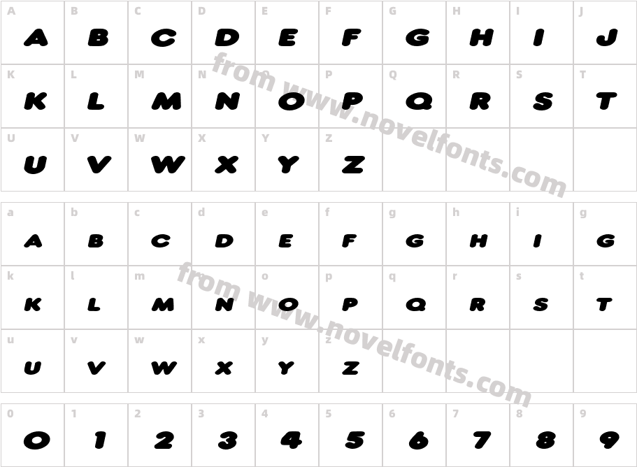 NeonExtendedItalicSWFTECharacter Map